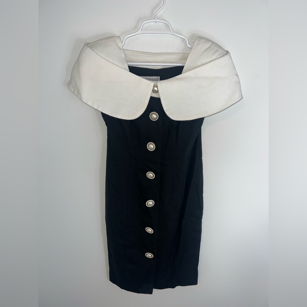 Vintage Jessica Howard Elegant Black and White Dress with Button Detail - Picture 1 of 13